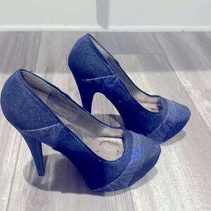 5 inch Blue Glitter Stiletto
